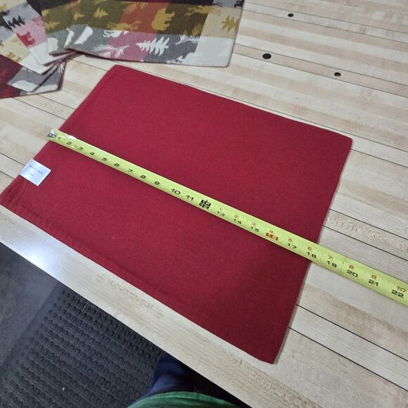 Home Studio Set 8 Woodland Placemats 8"x13" Deer Bear Trees Red Brown Cream - Picture 7 of 13